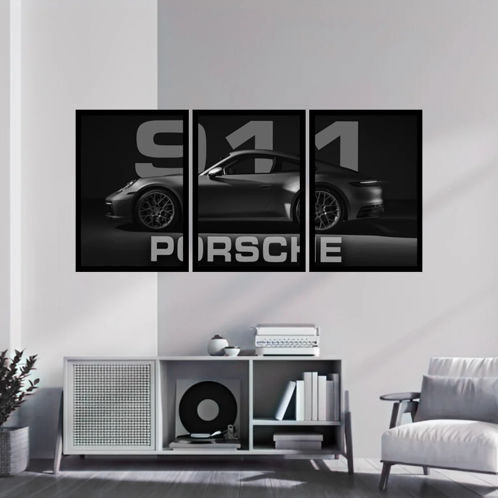Djane Studio Car Wall Frame | Living Room Car Wall Frame | Gaming Room Decor | Pack of 3 | Size 18x12 Inch