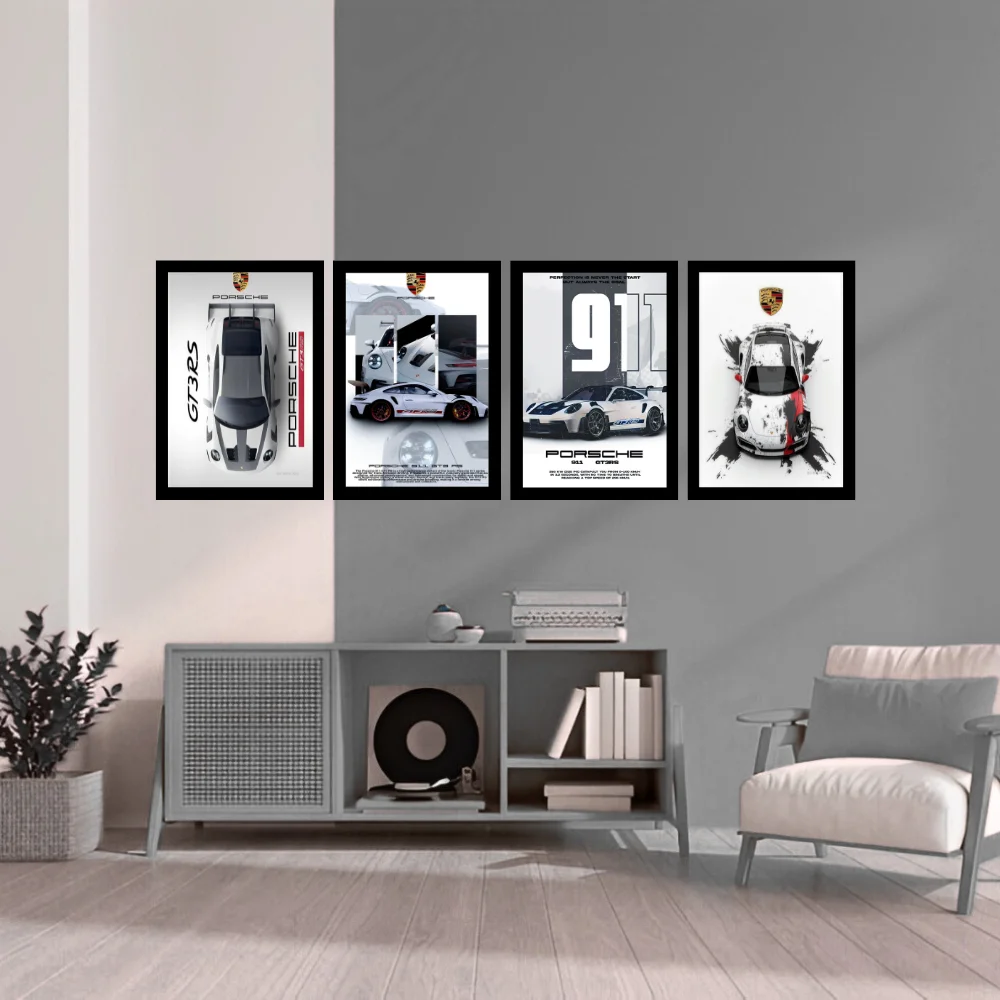 Djane Studio Supercars Wall Frame Set | Premium Wall Art for Living Room, Bedroom, Office & Gaming Room | Modern Home Décor | Pack of 4 | Size 12x8 Inch